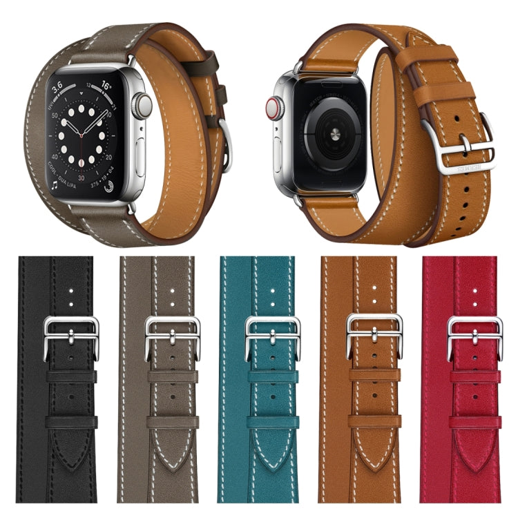 For Apple Watch 3 / 2 / 1 Generation 42mm Universal Leather Double-Loop Watch Band(red) by bashfashion