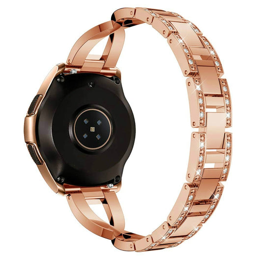 For Samsung GearS3 / Ticwatch Pro / HUAWEI GT Universal 22mm Metal Diamond Strap(Rose gold) by bashfashion