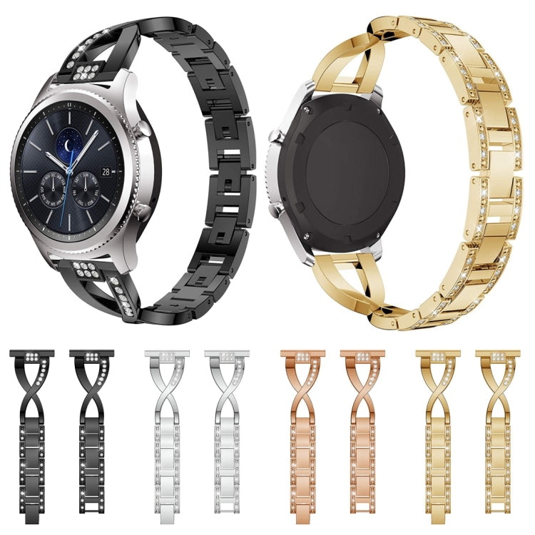 For Samsung GearS3 / Ticwatch Pro / HUAWEI GT Universal 22mm Metal Diamond Strap(Silver) by bashfashion
