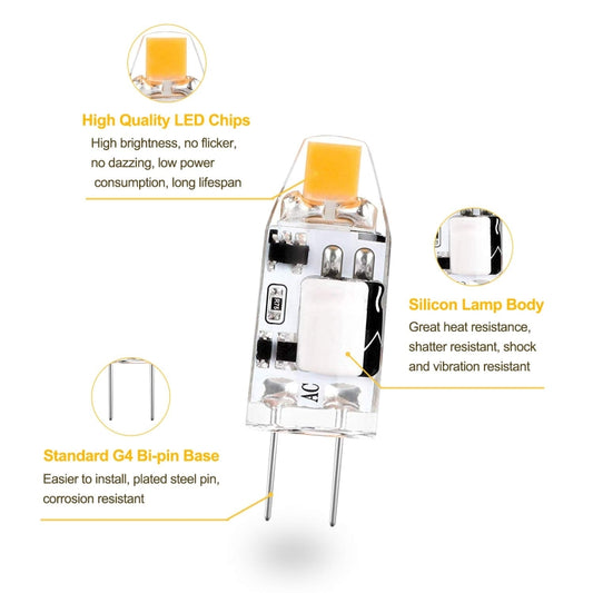 G4 1W 1 LEDs 110LM Bulb Chandelier Light Super Bright COB Silicone Bulbs,AC/DC 10-20V by bashfashion