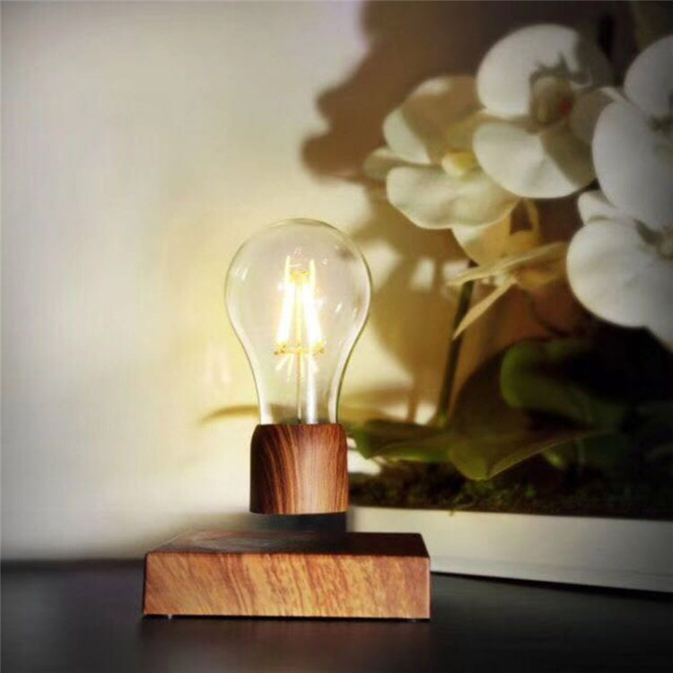 Retro Magnetic Floating Bulb Wood Color Substrate LED Home Decoration Lamp by bashfashion