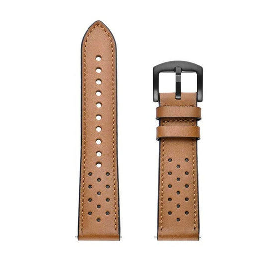 For Samsung Galaxy Watch Active 20mm Leather Eyelet Sport Watch Band(Brown) by bashfashion