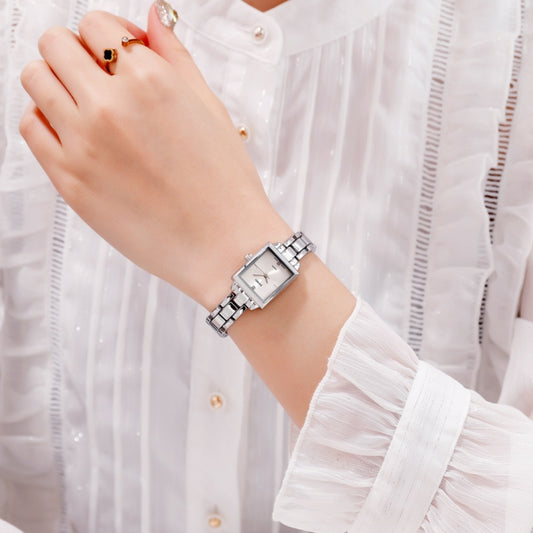 SKMEI 1407 Business Fashion Watch with Diamonds Delicate and Elegant Square Zinc Alloy Quartz Watch for Women Silvery by SKMEI