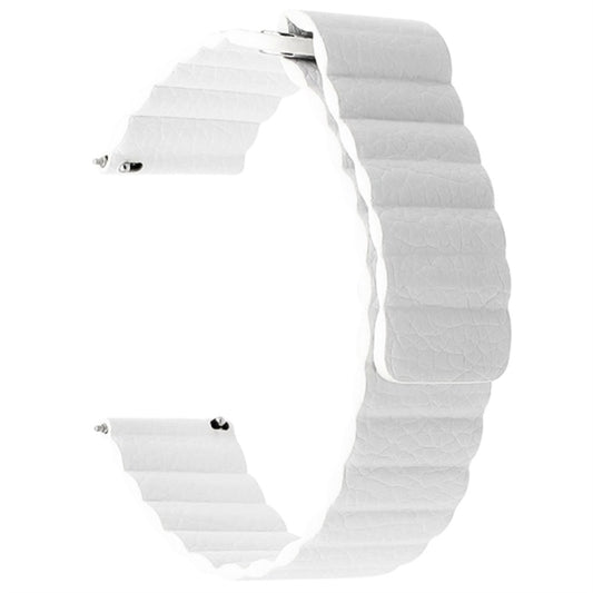 For Samsung Gear S2 / Active2 20mm Magnetic Buckle Leather Watch Band(white) by bashfashion