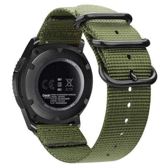 For Samsung Galaxy Watch Active 2 22mm / Gear S3 Nylon Three-ring Watch Band(Army Green) by bashfashion