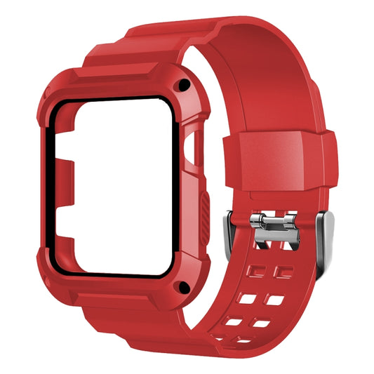 For Apple Watch 3 / 2 / 1 Generation 42mm All-In-One Silicone Strap(Red + Black) by bashfashion