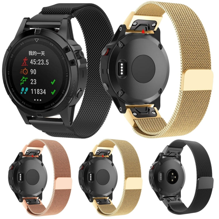 For Garmin Fenix 5 Milan Metal Stainless Steel Metal Watch Band, Size:22MM(Black) by bashfashion