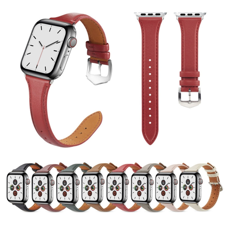 For Apple Watch 3 / 2 / 1 Generations 42mm Universal Thin Leather Watch Band(Red) by bashfashion