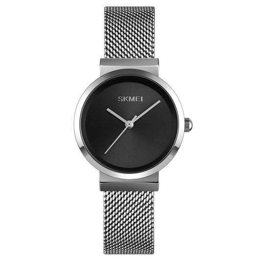 Skmei 1595 Fashion Elegant Scale Free Steel Mesh Belt Women's Watch Waterproof Business Student Quartz Watch Female(Silver) by SKMEI