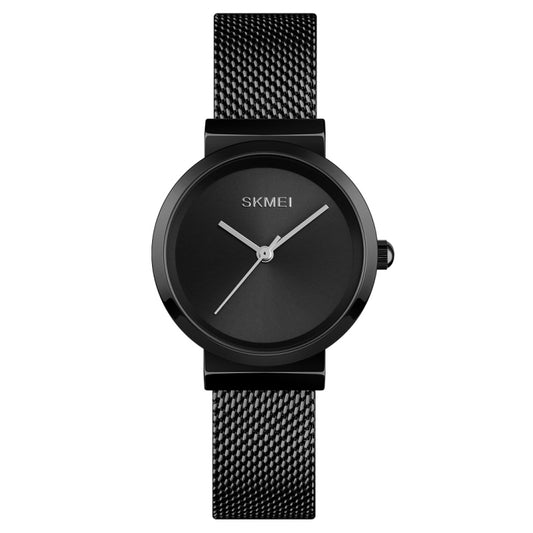 Skmei 1595 Fashion Elegant Scale Free Steel Mesh Belt Women's Watch Waterproof Business Student Quartz Watch Female(Black) by SKMEI