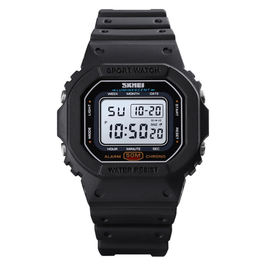 Skmei 1608 Multi-Function Student Electronic Watch Waterproof Timing Silicone Sports Watch(Black) by SKMEI