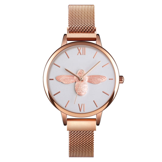 Skmei 9212 Fashion Lady Quartz Watch Student Female Temperament Waterproof Magnetic Suction Net Belt Watch(White) by SKMEI