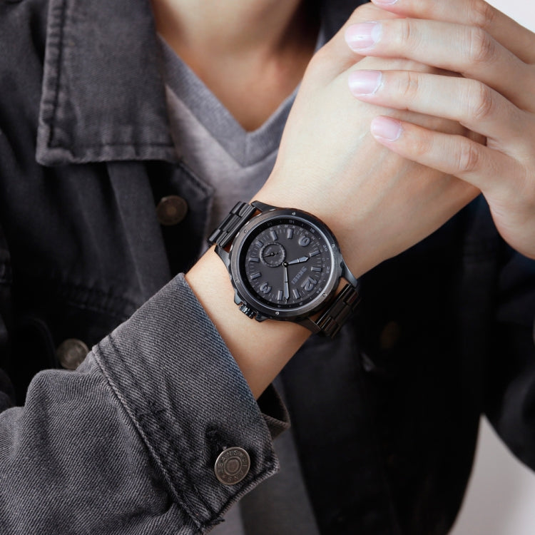 Skmei 1513 Fashion Trendy Steel Band Quartz Watch Mens Waterproof Leisure Watch(Black) by SKMEI