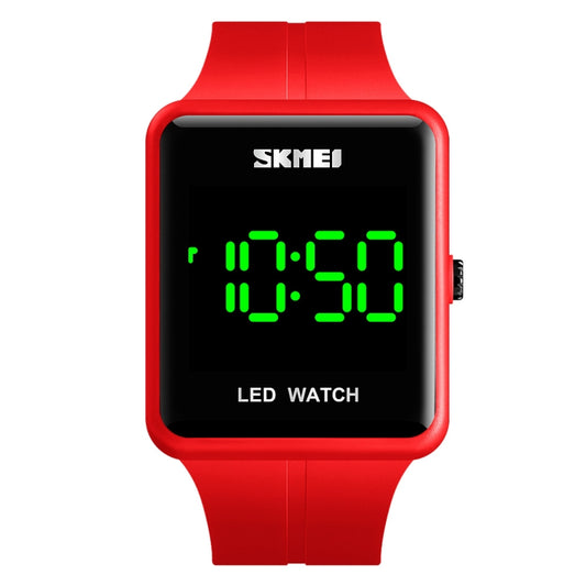 SKMEI 1541 Fashion Led Watch Square Couple Model Waterproof Electronic Watch Silicone Watch(Red) by SKMEI