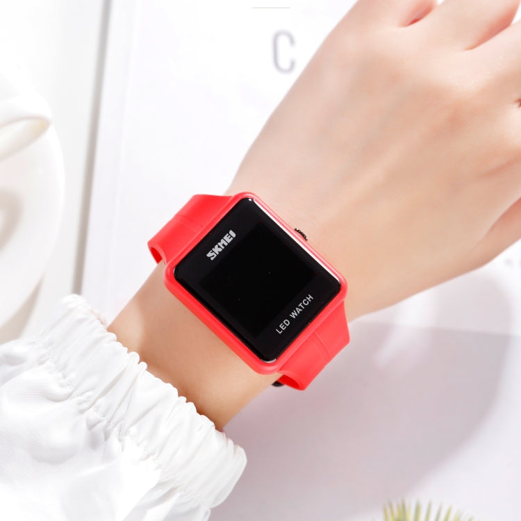 SKMEI 1541 Fashion Led Watch Square Couple Model Waterproof Electronic Watch Silicone Watch(Red) by SKMEI