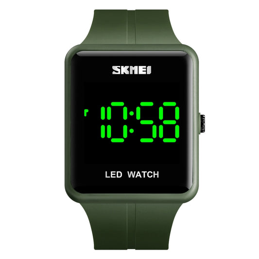 SKMEI 1541 Fashion Led Watch Square Couple Model Waterproof Electronic Watch Silicone Watch(Green) by SKMEI