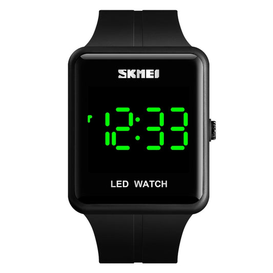 SKMEI 1541 Fashion Led Watch Square Couple Model Waterproof Electronic Watch Silicone Watch(Black) by SKMEI