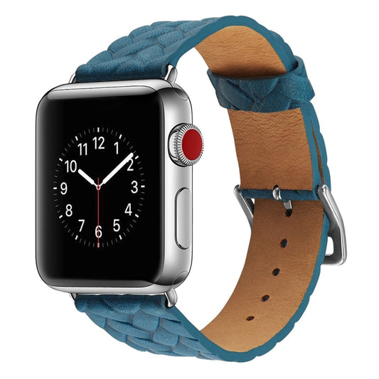 For Apple Watch Series 7 45mm / 6 & SE & 5 & 4 44mm / 3 & 2 & 1 42mm Braided Strap(Blue) by bashfashion
