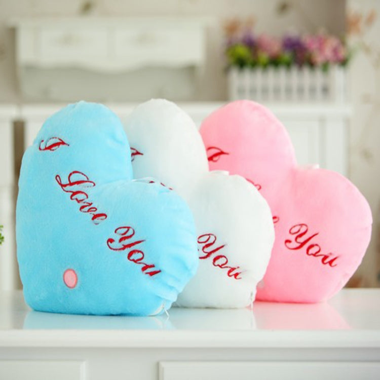 Heart Shaped English Letter Pattern Glowing Light Plush Pillow Toy Cushion(Pink) by bashfashion