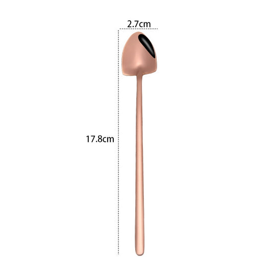 2 PCS Stainless Steel Spoon Creative Coffee Spoon Bar Ice Spoon Gold Plated Long Stirring Spoon, Style:Pointed Spoon, Color:Rose Gold by bashfashion