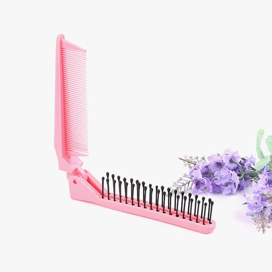 Portable Travel Folding Comb Anti-static Massage Comb(Pink) by bashfashion