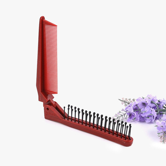 Portable Travel Folding Comb Anti-static Massage Comb(Red Wood Grain) by bashfashion