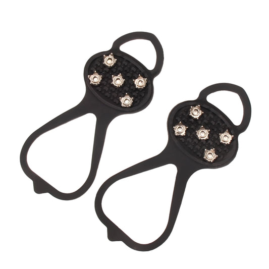 1 Pair Gourd Shape Rubber 5 Teeth Ice Claw Outdoor Non-slip Shoes Covers for Ice Snow Ground by bashfashion