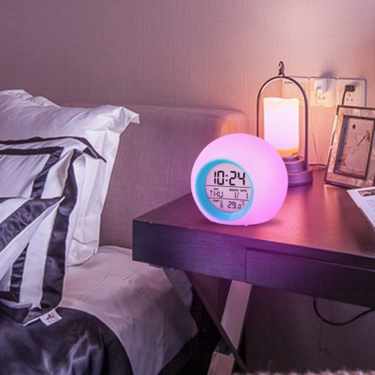 Round Color Light Gradient Alarm Clock Perpetual Calendar Clock by bashfashion