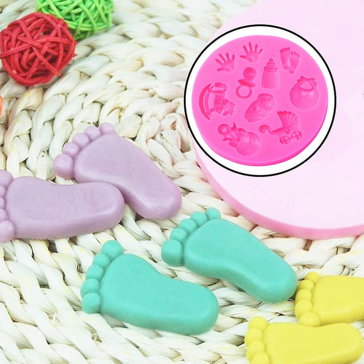 2 PCS Baby Hand Foot Shape DIY Mold Fondant Silicone Cake Chocolate Mold Baking Tool by bashfashion