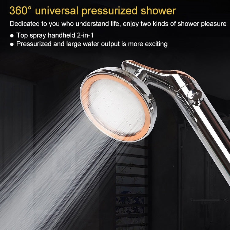 Universal Pressurized One-touch Water Stop Hand Shower Head, Color:White Color Gold by bashfashion