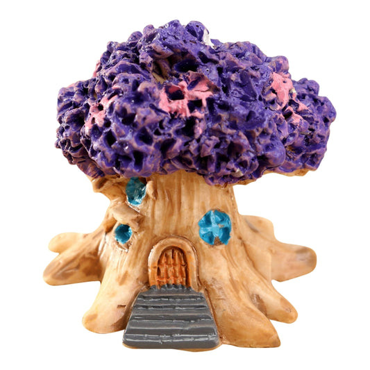 Micro Landscape Flower Pot Decoration Fleshy Cartoon Construction Toy Big Tree House Resin Decoration(Purple) by bashfashion
