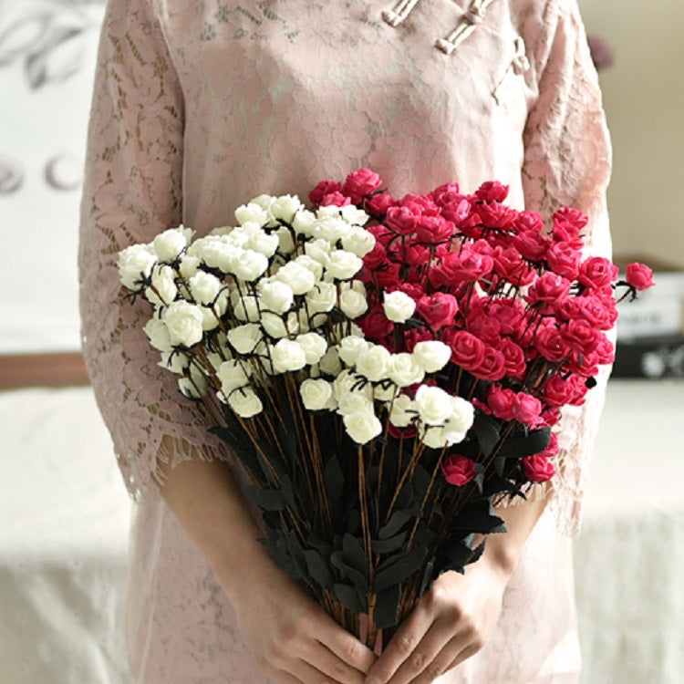 Artificial Rose Bud Wedding Decoration Flower Arrangement Party Home Decoration(White) by bashfashion