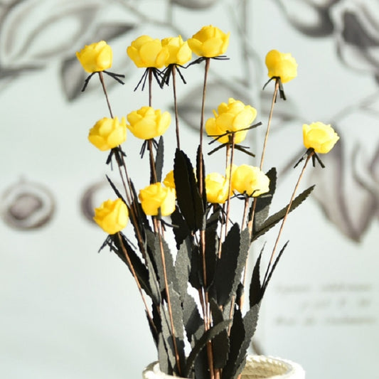 Artificial Rose Bud Wedding Decoration Flower Arrangement Party Home Decoration(Yellow) by bashfashion