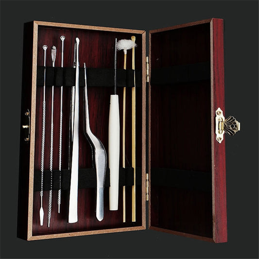 8-in-1 Wooden Box Ear Picking Tool Set by bashfashion