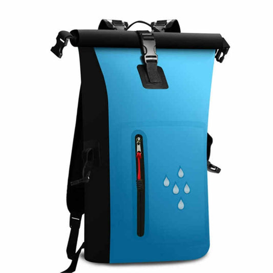 25L Waterproof Backpack Waterproof Bucket Bag With Reflective Strip(Blue) by bashfashion
