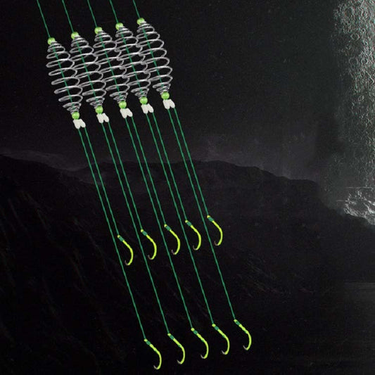 5 in 1 Stranded Double Hook Anti-winding Silver Carp Fishing Group Spring Fishing Hook, Specification:9(Fluorescent Hook) by bashfashion