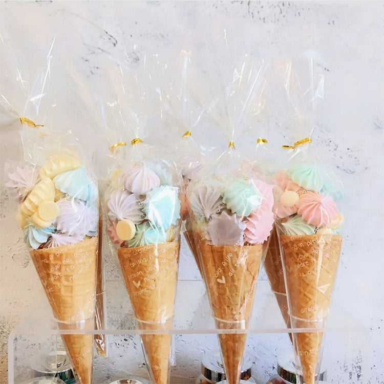50pcs / Pack DIY Wedding Birthday Party Transparent Candy Cone Storage Bag, Specification:18x37cm With Wire by bashfashion