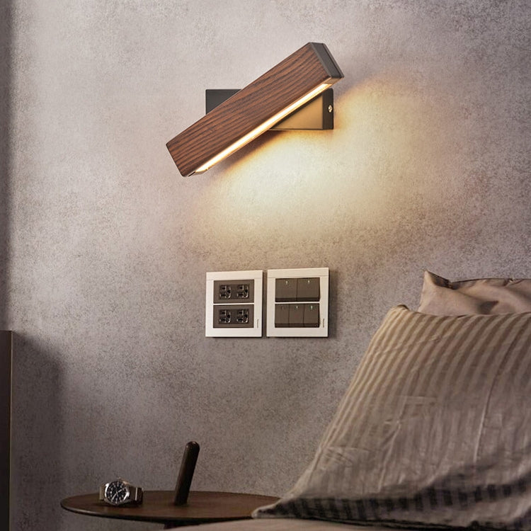 Simple Rotatable Bedside Bedroom Wall Lamp Warm Night Light, Size:31cm(Walnut) by bashfashion