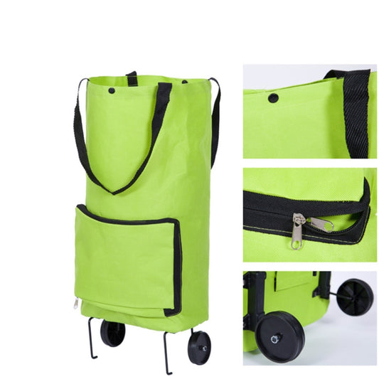 Reusable Folding Portable Shopping Bags Buy Vegetables Bag High Capacity Shopping Food Organizer Trolley Bag Wheels Bag Handbag(Green) by bashfashion