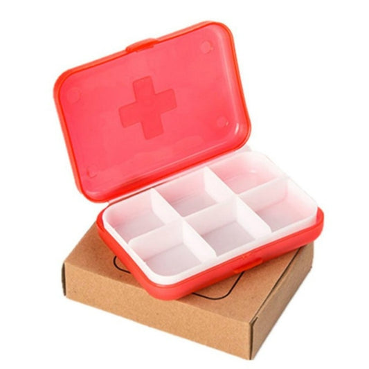 2 PCS Mini 6 Slots Portable Vitamin Organizer Pill Box(Red) by bashfashion
