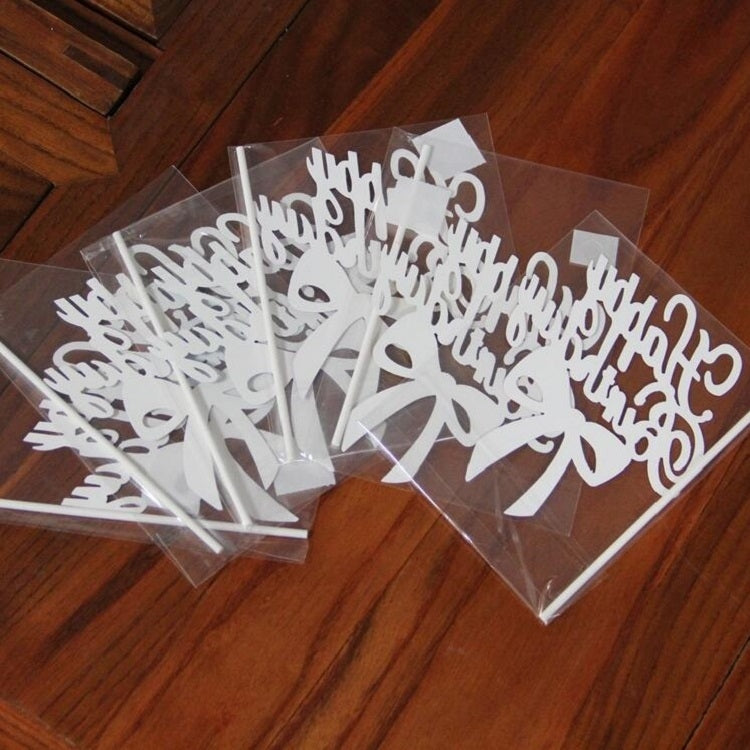 10 PCS Carving Cake Dessert Insert Party Decoration(Blue Without Bow) by bashfashion