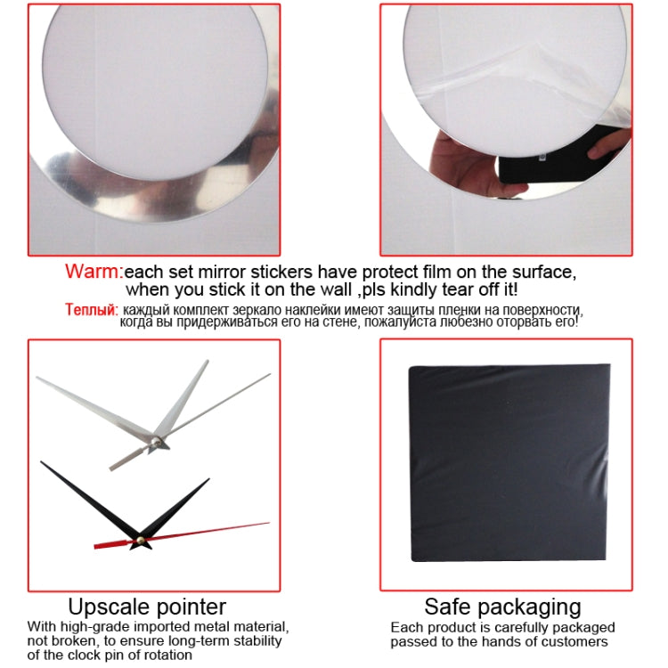 Mirror Clock Personality Wall Clock Three-dimensional Wall Decoration Mosaic Wall Clock(Gold) by bashfashion