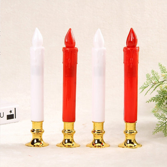2 PCS Artificial Long Candle Light Plastic Electronic Candle(White Shell Yellow Light) by bashfashion