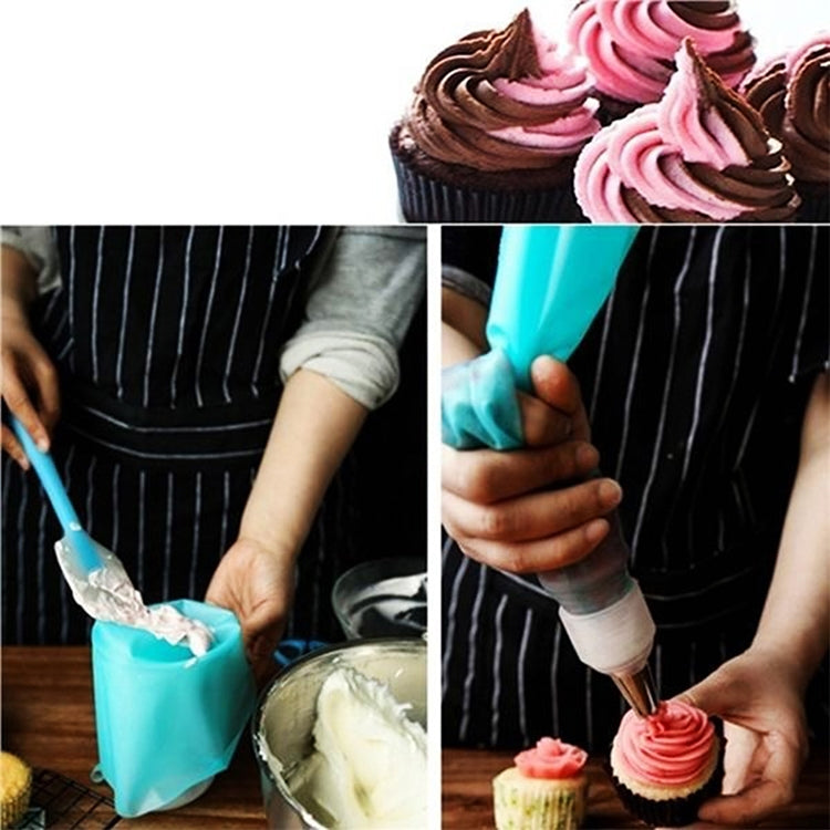 4 in 1 Silicone Icing Piping Cream Pastry Bag Nozzle DIY Cake Decorating Tools Set(EVA Bag Blue 4 Mixed) by bashfashion
