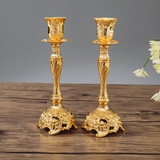 Two PCS/Set Sapphire Single Candle Light Dinner Candle Holder Decoration Wedding Candle Holder, Size:7.6X7.6X18.8cm( Gold) by bashfashion