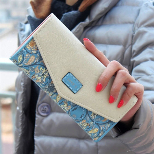 Fashion Ladies Leather Clutch Bag Purse Long Cartoon Wallet Coin Purse(Light Blue) by bashfashion