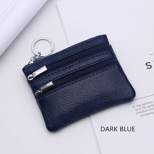 Genuine Leather Women Small Wallet Change Purses Zipper Card Holder Wallets(Deep Blue) by bashfashion