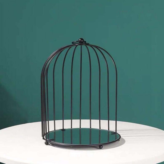 Cosmetic Storage Rack Bird Cage Desktop Shelf Dresser Skin Care Finishing Rack, Size:Small, Color:Black by bashfashion