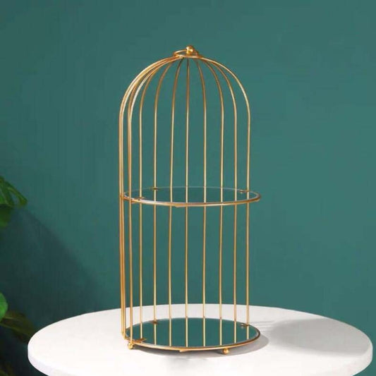 Cosmetic Storage Rack Bird Cage Desktop Shelf Dresser Skin Care Finishing Rack, Size:Large, Color:Gold by bashfashion