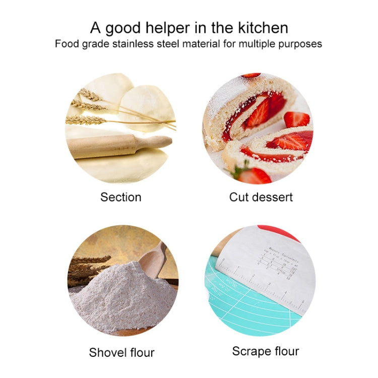 Stainless Steel Noodle Cutter Rice Flour Scraper Dough Cutting Knife(Red) by bashfashion